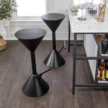 Chronos 29.75" Modern Industrial Iron Hourglass Backless Bar Stool with Foot Rest - JONATHAN Y